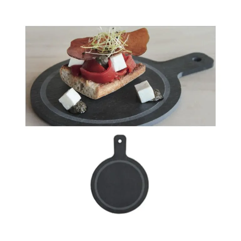Bandeja de pizarra para degustacion redonda