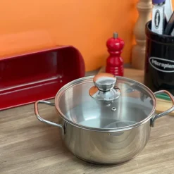 Olla inox con tapa de 20, 22, 24 y 26 Cms