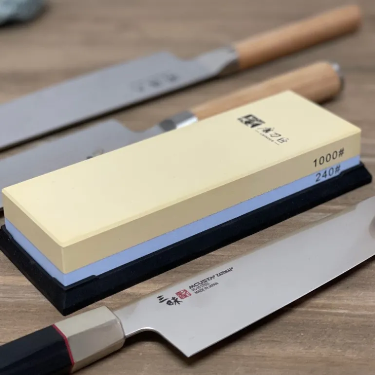 Piedra para afilar cuchillos doble 240 y 1000 granos